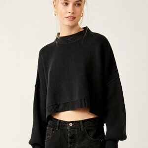 Free People Easy Street Crop Pullover black oversized New with tags!